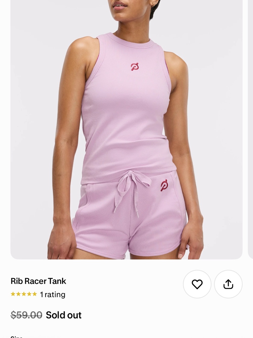 Peloton Pink Rib Racer Tank and Shorts Set